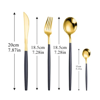 

Tableware Black Gold Silverware Cutlery Set 304 Stainless Steel Forst Luxury Dinnerware Home Fork Spoon Knife Kitchen Dinner Set