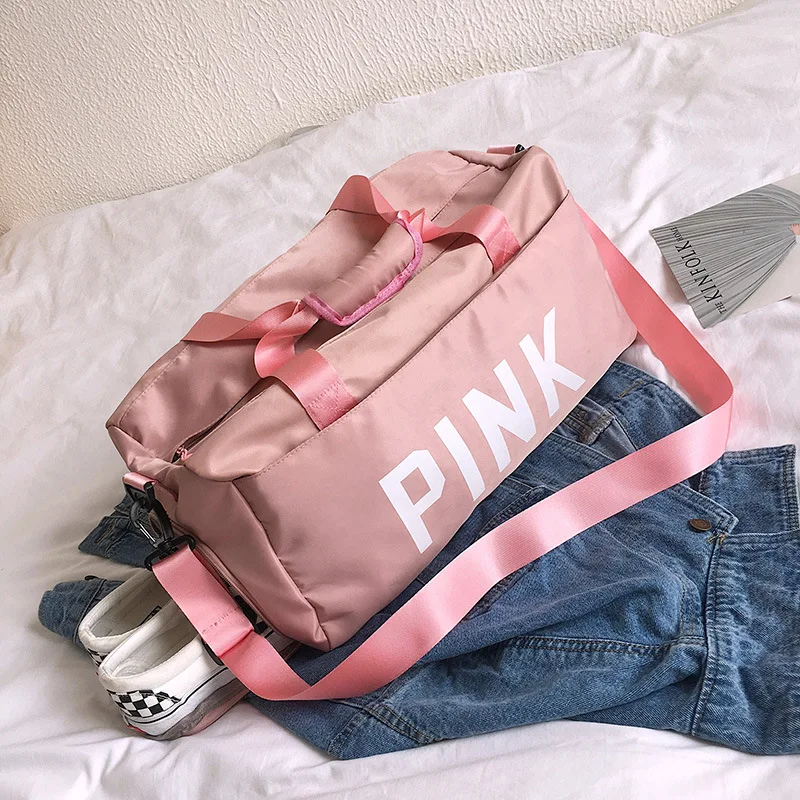 pink Дорожная сумка для отдыха, женская сумка для багажа, Мужская вместительная сумка, отделение для сухого и мокрого женщин, сумки для женщин s - Цвет: pink
