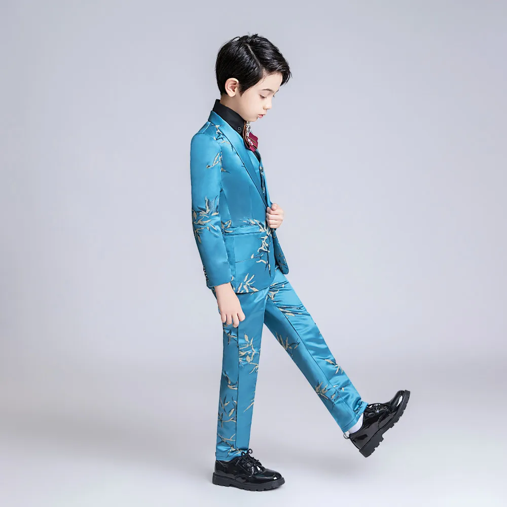 YuanLu Prince Kids Suit Blue For Boy Children Blazer Jacket Formal Suit For Wedding Party Slim Fit set