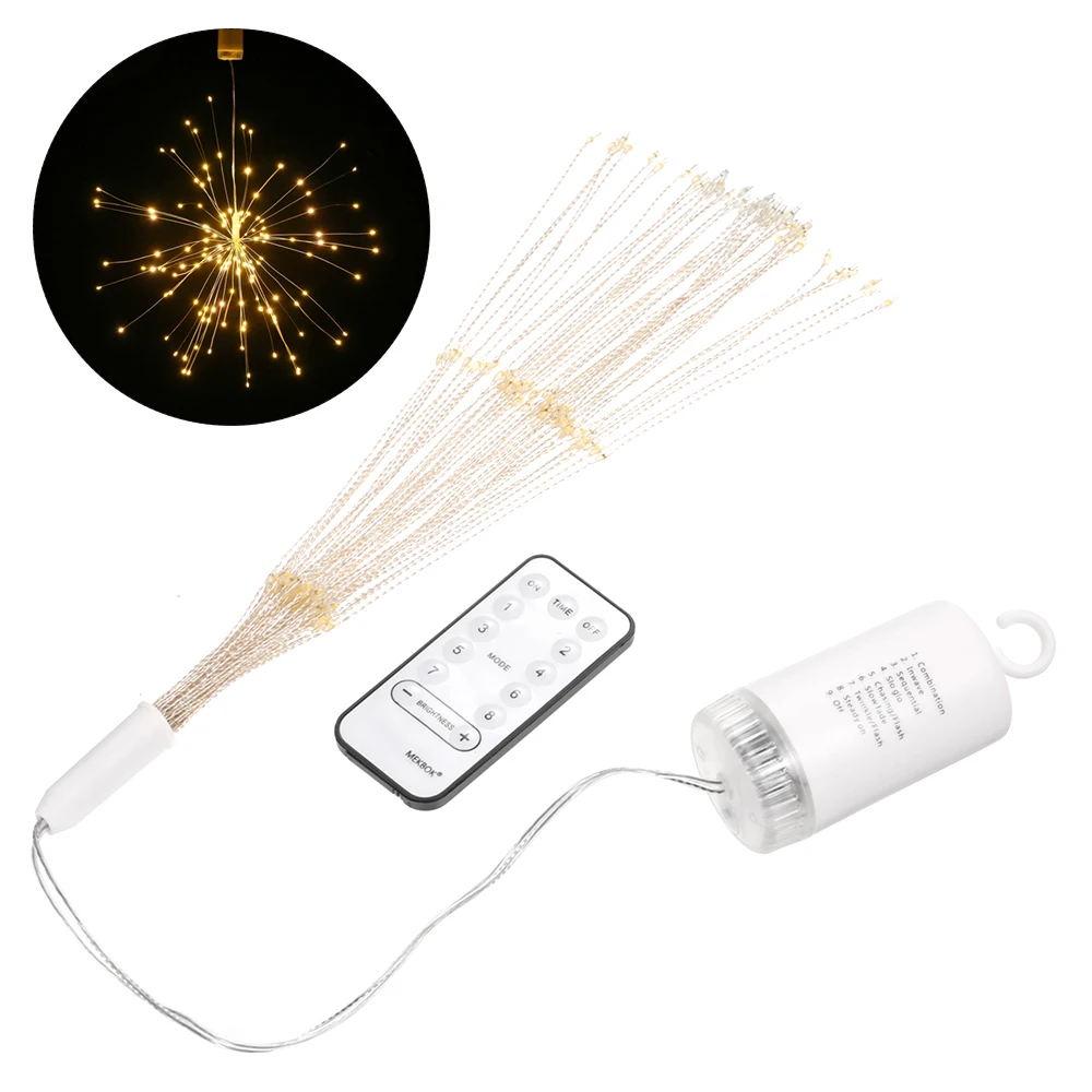 Fireworks Light Christmas String Lights with Remote Control LED Light String Hanging Starburst Lamp Outdoor Garden Fairy Lights - Испускаемый цвет: 1pcs