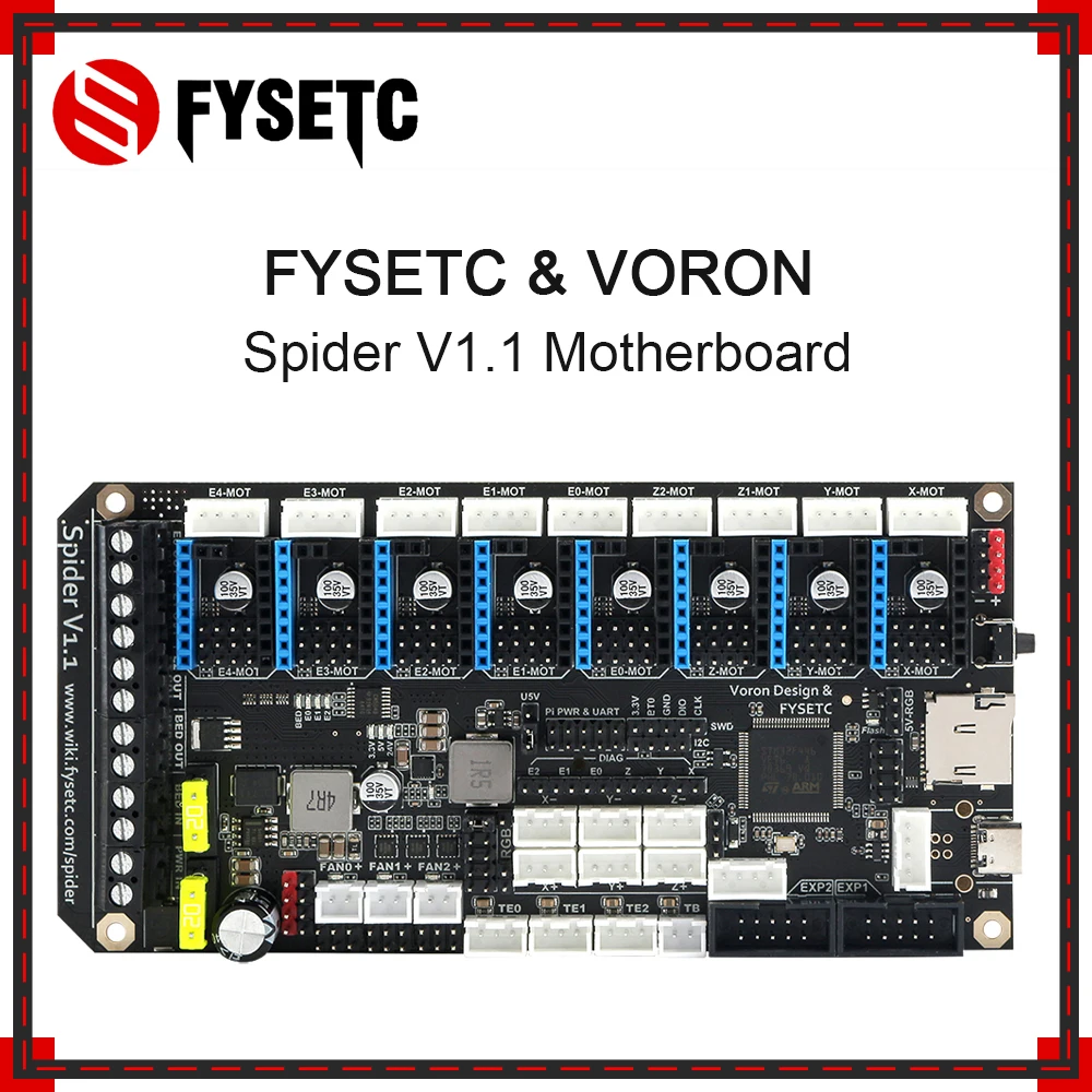 Материнская плата FYSETC Spider V1.1 32 бит контроллера TMC2208 TMC2209 для 3D-принтера сменная