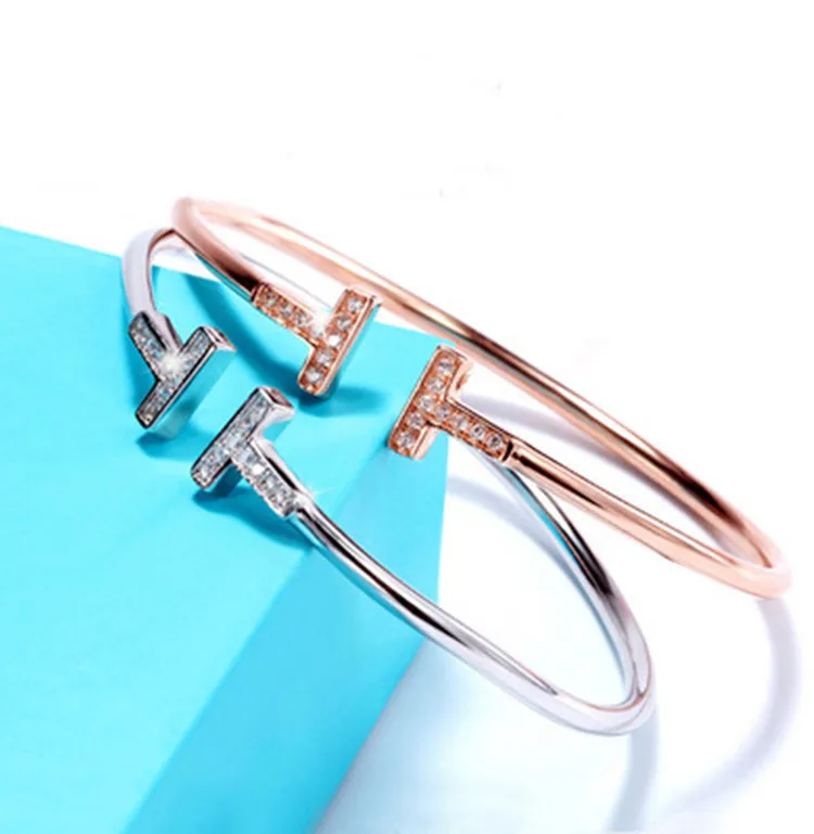 

T Home Double T Seiko Bracelet Europe And America-Style Gold-Plated Copper Micro Diamond Set Adjustable-Fine-tuning Light Luxury