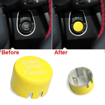 

Start Stop Engine button trim Cover Yellow Interior Decal For BMW 1234567 Series