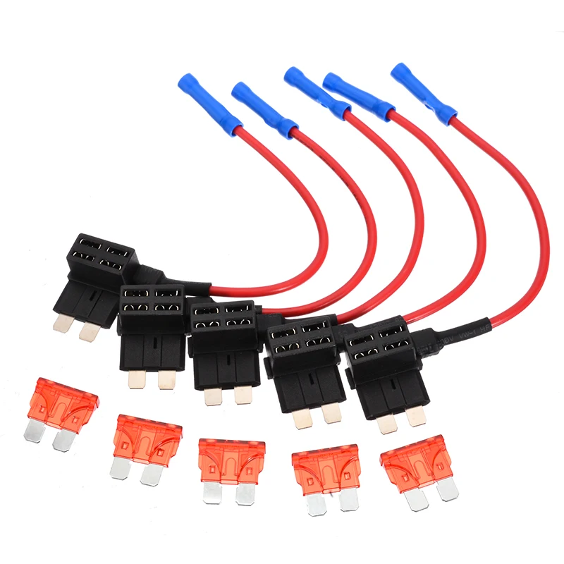 Micro Mini Fuse Adapter 5Pcs Car Auto Fuse Tap Adapter Blade Fuses Holder Replacement Car Add a Circuit Fuse Tap Adapter 