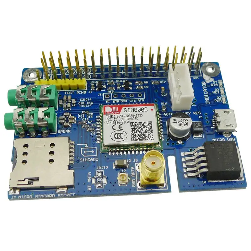 HHO-SIM800C GSM GPRS модуль четырехдиапазонная Плата развития для Raspberry Pi