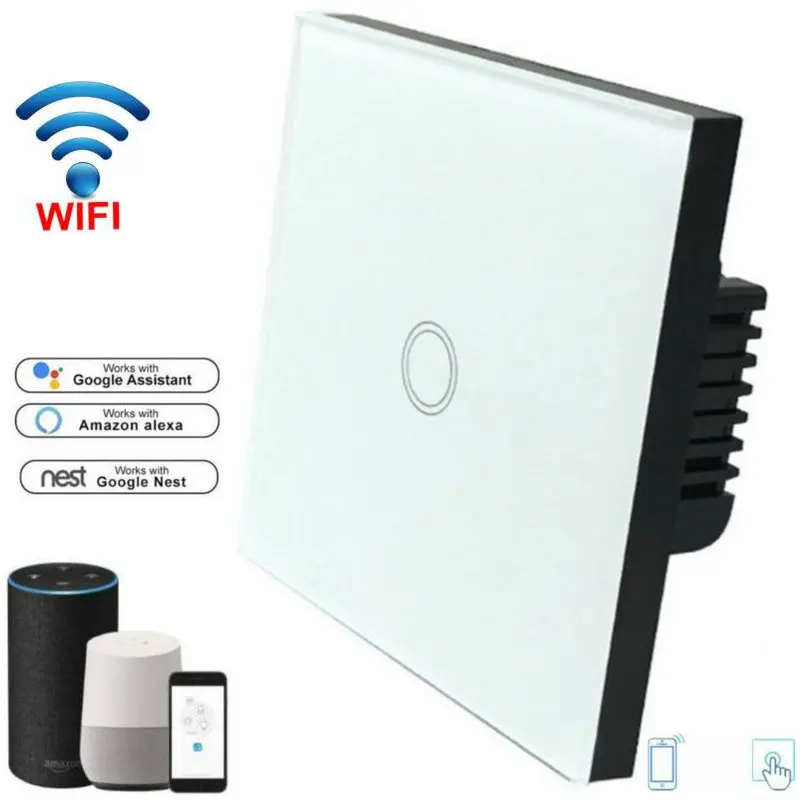 ЕС стандартный AC90-240V беспроводной Wi Fi сенсорный выключатель света, реле приложение Touch управление Smart Switch