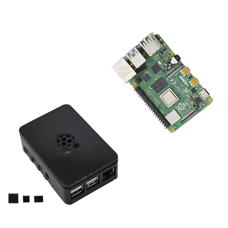 Для Raspberry Pi 4 Модель B 4G ram ABS чехол с черными радиаторами Поддержка 2,4/5,0 ГГц wifi Bluetooth 5,0 для RPI 4 DIY Kit