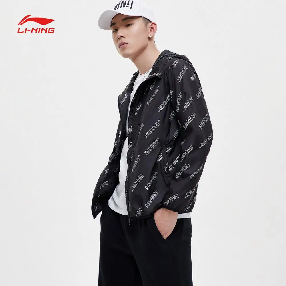 Li-Ning Мужская баскетбольная серия пальто ветровка 3D фитинг полиэстеровый обычный подкладочный спортивный Тренч AFDP015 CJFM19