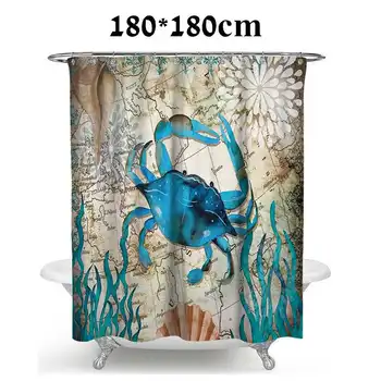 

1pc Ocean Printing Shower Curtain Polyester Waterproof Cloth Shower Curtains Bathroom Curtain Bathing Curtain Bath Room Curtain