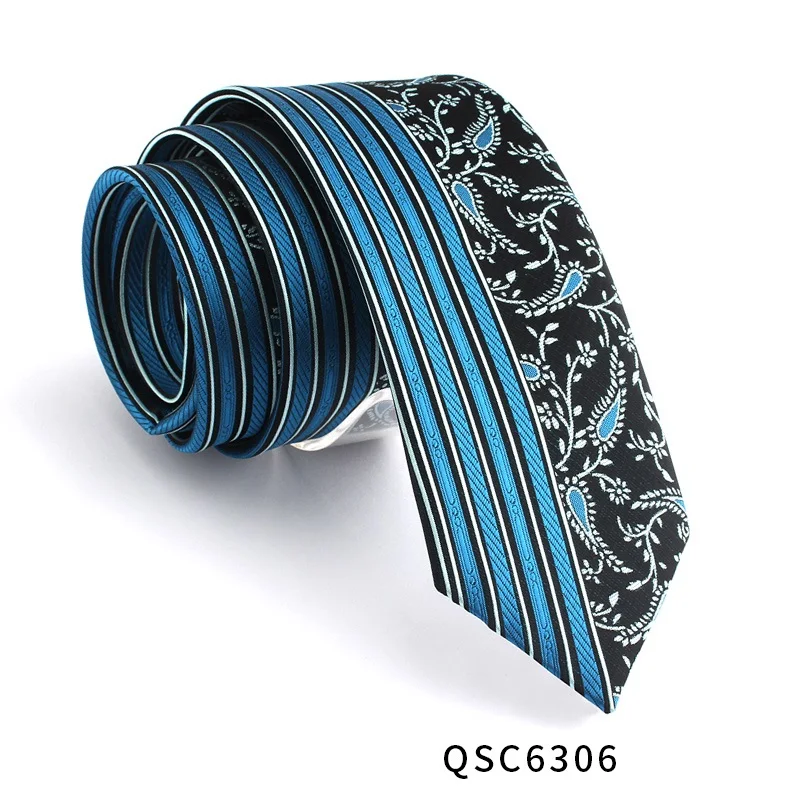 QSC6306 Высокое качество новые дизайнерские бренды модные деловые повседневные 7 см тонкие галстуки для мужчин галстук пейсли полосатый с подарочной коробкой - Цвет: QSC6306