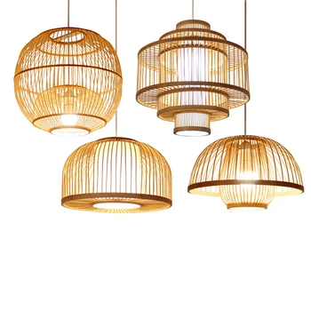 

Chinese Bamboo wooden Led Pendant Lights Living Room Individual Theme Indoor Restaurant Pendant Lamp Diy Light Fixture Luminaire