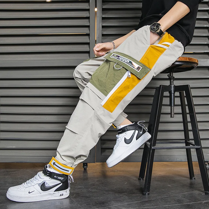 

2020 New Summer Mmen's Harem Pants Street Hip Hop Large Pockets Cargo Pants Men Loose Harem Pants Casual Cargo Pants Streetwear