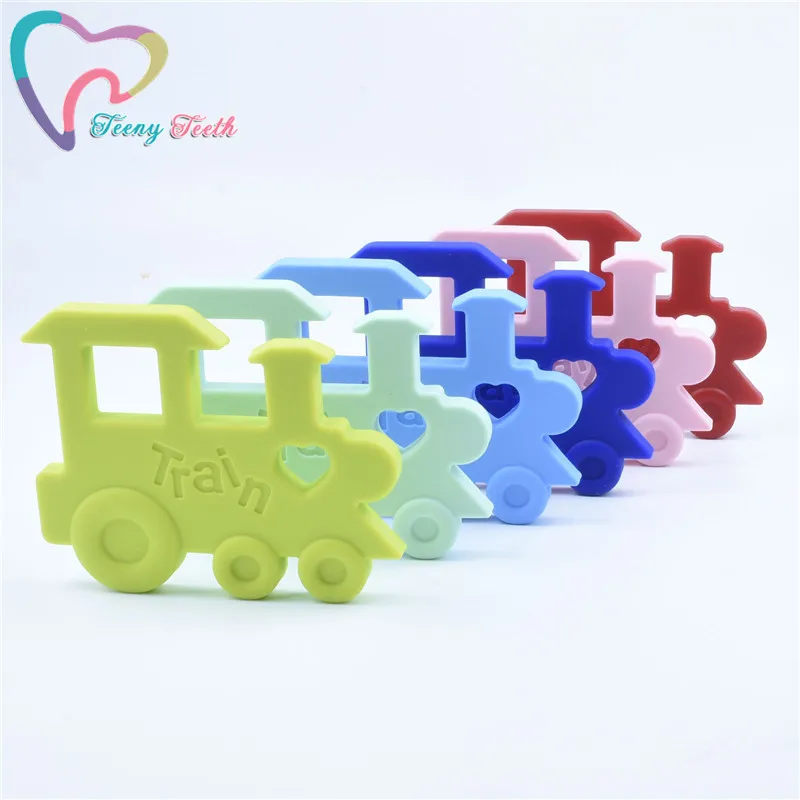 

2 PCS Silicone Teether Baby Tooth Care Train Teether Jewelry Making Choochoo Silicone Train Rodents Breastfeeding Necklace