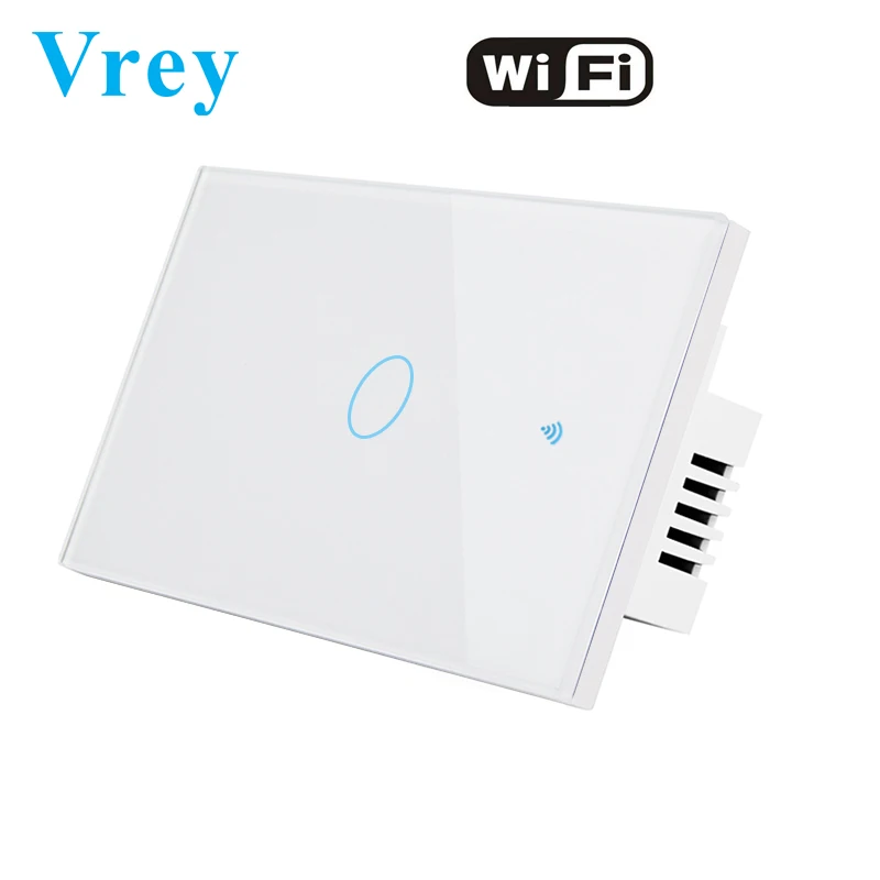 Vrey US120 wifi умный сенсорный выключатель, приложение умный беспроводной дистанционный настенный выключатель, Alexa/Google Home кристально закаленное стекло панель - Цвет: VRUS-WIFI-01 White