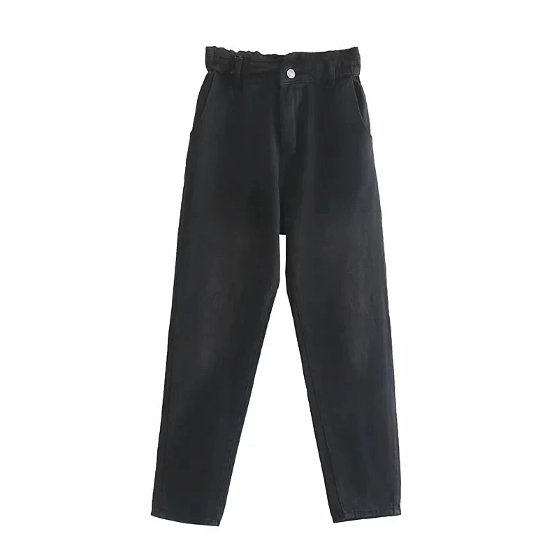 Beste Verdorde High Street Verzamel Taille Zakken Mom Jeans Vrouw Hoge Taille Jeans Gewassen Vintage Losse Harem Boyfriend Jeans Jumpsuits
