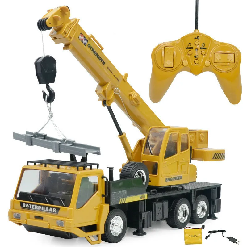 

Newest 1:24 8CH Simulation Crane Excavator Wireless Remote Control engineering Lighting Truck Chargeable RC Vehicles Cars Toys
