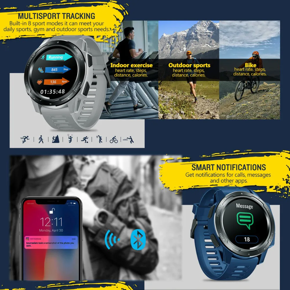 Zeblaze Смарт-часы VIBE 5 фитнес-трекер Smartwatch монитор сердечного ритма браслет IP67 водонепроницаемый ремешок для мужчин Женский шагомер часы