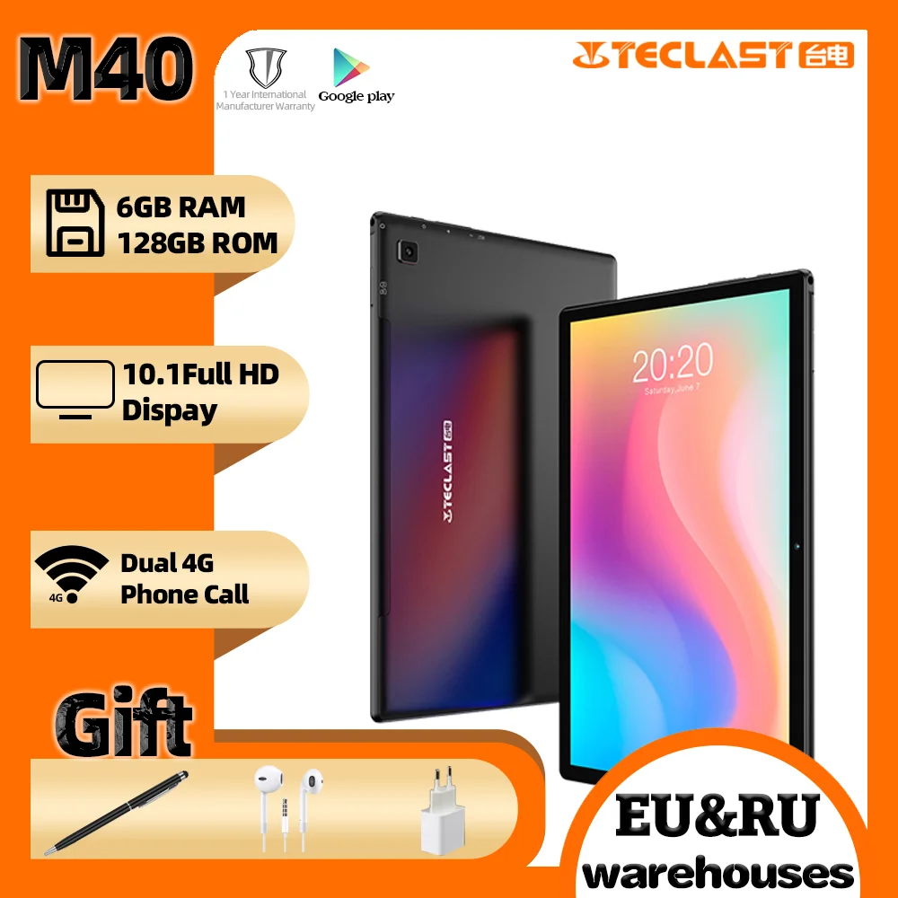 Precio bajo Teclast-Tableta M40 de 10,1 pulgadas UNISOC T618, ocho núcleos, Android 10,0, PC, 6GB RAM 128GB ROM, llamada telefónica Dual 4G, Bluetooth 5,0, más nueva mmQKMlYNwqm