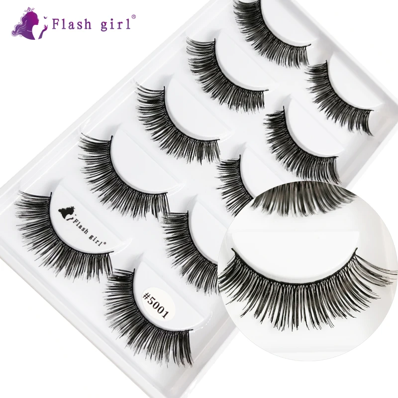

Flash girl fluffy false lashes #5001 100% Handmade fluffy 3D Mink Lashes 5 pair/tray Private Label Eyelashes Extension