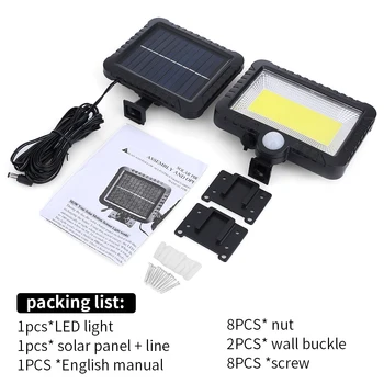 

Wall Light Spotlight Wall Lamp Durable Bright COB Solar Powered Motion Sensor 56led/100led Energy Saving PIR Outdoor Garden