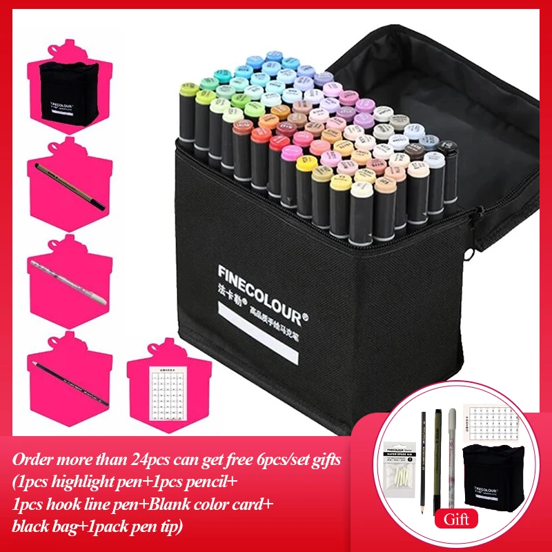 Refrein helpen Verbieden Finecolour EF103 Alcohol Based Art Markers With Bag 12/24/36/48/60/72/240  Colors Oily Soft Double Headed Marker Pen Professional|Art Markers| -  AliExpress