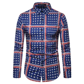

Men's Shirts Social Plaid Design Mens dress Shirts Long Sleeve Casual Silm fit Blouse For Male Autumn New