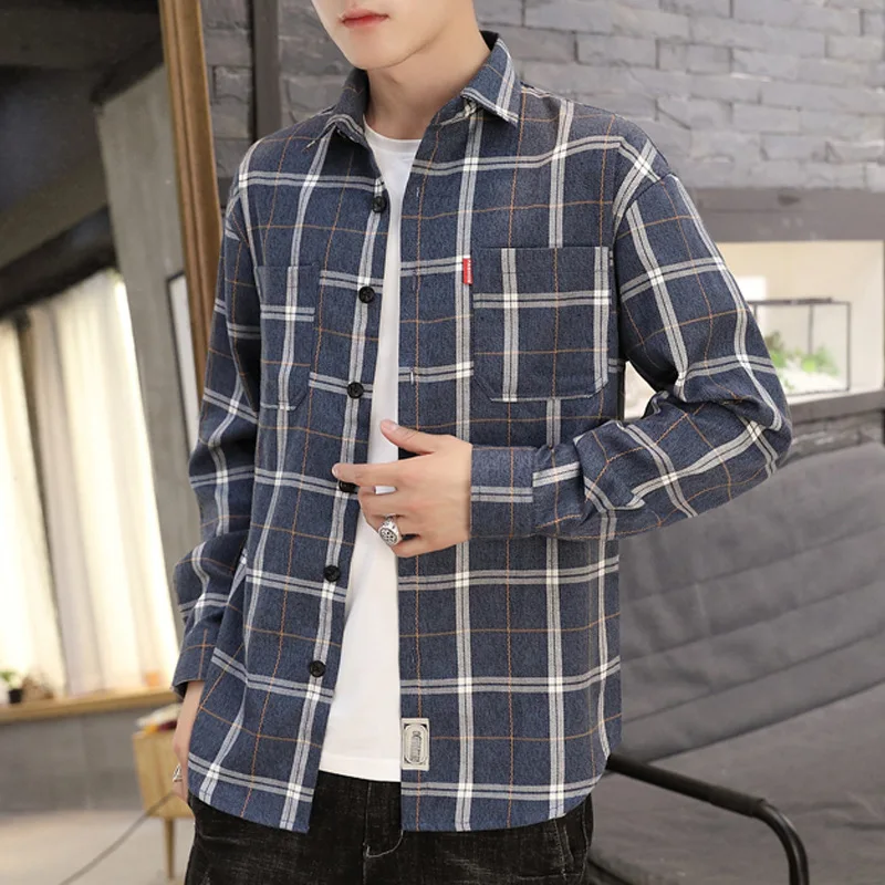 

Ropa De Hombre 2020 Autumn Hong Kong Style Loose Casual Long-sleeved Shirt Youth Jacket Men's Fashion Shirt Men's Clothes