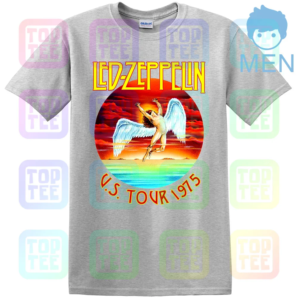 MEN-GRAY Led Zeppelin US Tour 75 усиленная футболка унисекс - Цвет: MEN-GRAY