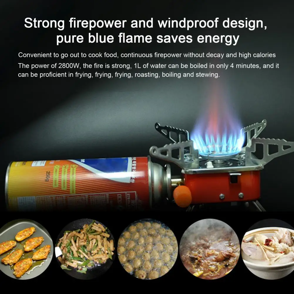Electronic Ignition Camping Stove Card Type 2800W Aluminum Alloy Folding Outdoor Gas Furnace Outdoor Tools Camping Equipment camping stove