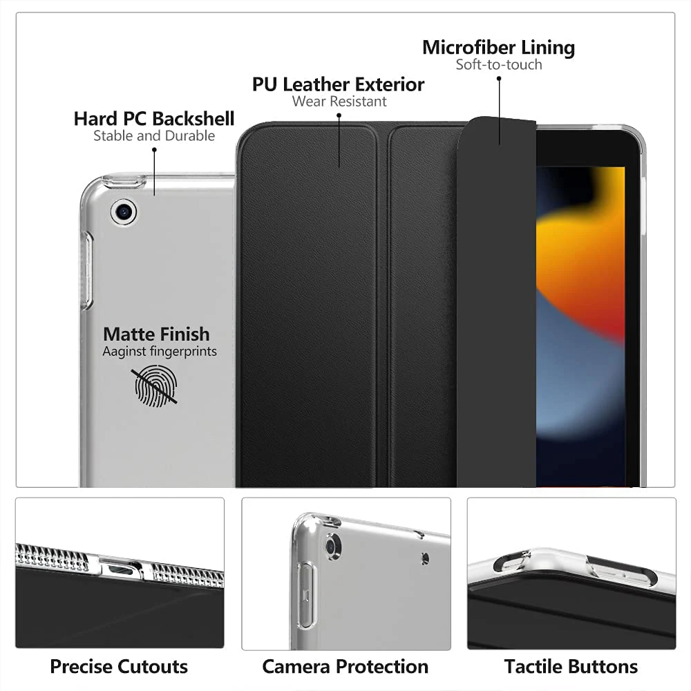 For Apple iPad 10.2 7th 8th 9th Generation Magnetic Trifold Tablet Case Auto Wake/Sleep Flip Stand Smart Cover