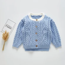 Owligbaby/, зимний свитер вязаный детский топ, пальто с длинными рукавами, свитер, куртка белый, синий, коричневый, от 6 месяцев до 3 лет