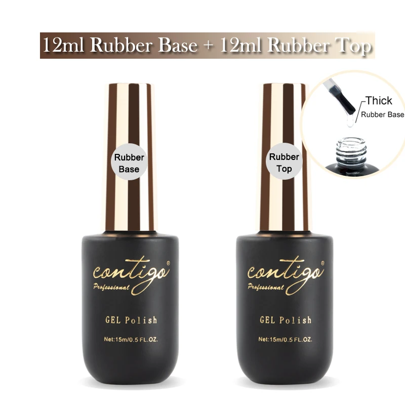 

Contigo UV Led Gel Varnish Rubber Base Semipermanent Matte Top and Thick Nail Base Coat Soak Off Hot Sale Gel Polish for Nails