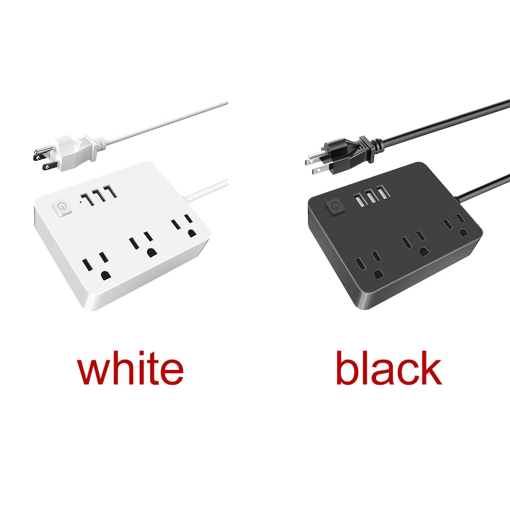 3 USB Удлинительный кабель, нескользящая розетка, быстрая зарядка, умный светодиодный индикатор, домашняя розетка, переключатель, стол, вилка США, аксессуары для питания