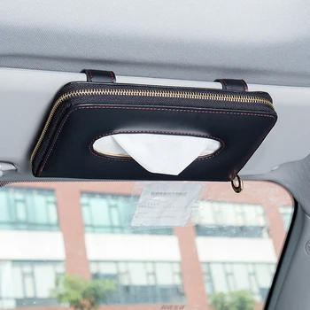 

High Quality Car Auto Sun Visor Tissue Box Paper Napkin Holder Interior Accessories Towel Hanging Type Leather Patere Luxury