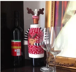674279 Christmas Decoration Supplies Red Wine Bottle Cover Wool Material Bags Decoration Home Party Christmas EIK Gift YL674279 - Цвет: 674279
