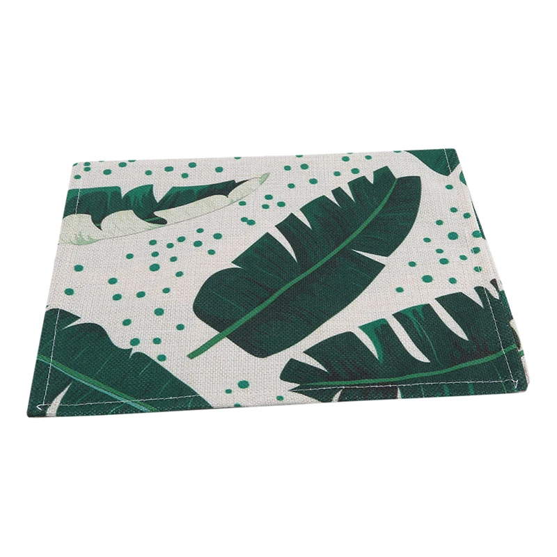 Dark green leaves Коврик для обеденного стола с зелеными листьями, льняная салфетка с изоляцией, коврик для обеденного стола, миски, подставки, коврики для кухни - Цвет: Dark green leaves