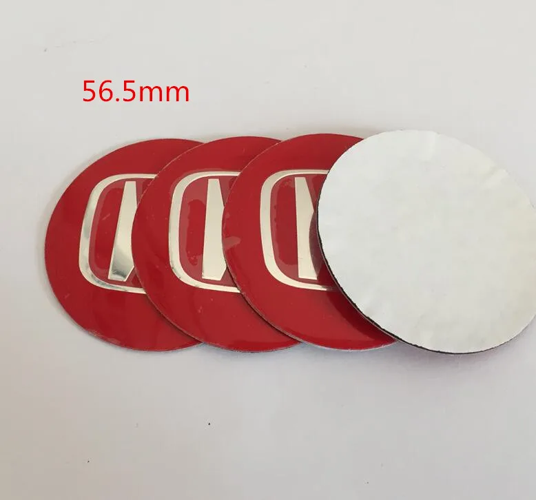 56mm red sticker 4 шт. 56 мм 60 мм 65 мм 68 мм центральный колпак на колесо автомобиля значок пылезащитные Чехлы эмблема наклейка автомобиль аксессуары для укладки - Название цвета: 56mm red sticker