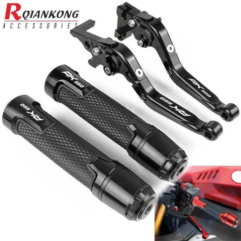 For KYMCO AK550 AK 550- CNC Aluminum Motorcycle Accessories Adjustable Foldable Brake Clutch Levers and Handlebar Grips