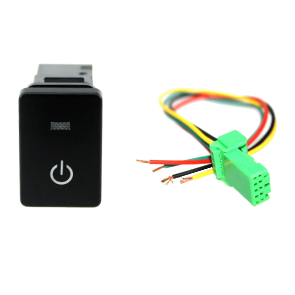 

Backlit Starting Pattern Push Button Switch with Connector Wire Kit for Toyota, Blue