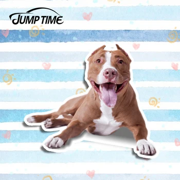 

Jump Time 13cm x 11.1cm American Pit Bull Terrier Vinyl Sticker Car Window Bumper Decal Dog Car Sticker Waterproof Car Styling