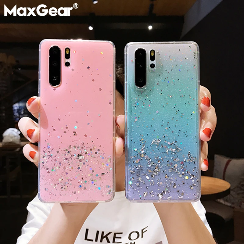 Блестящий чехол с блестками для Huawei P10 P20 P30 Lite силиконовый мягкий милый Mate Honor 10 20