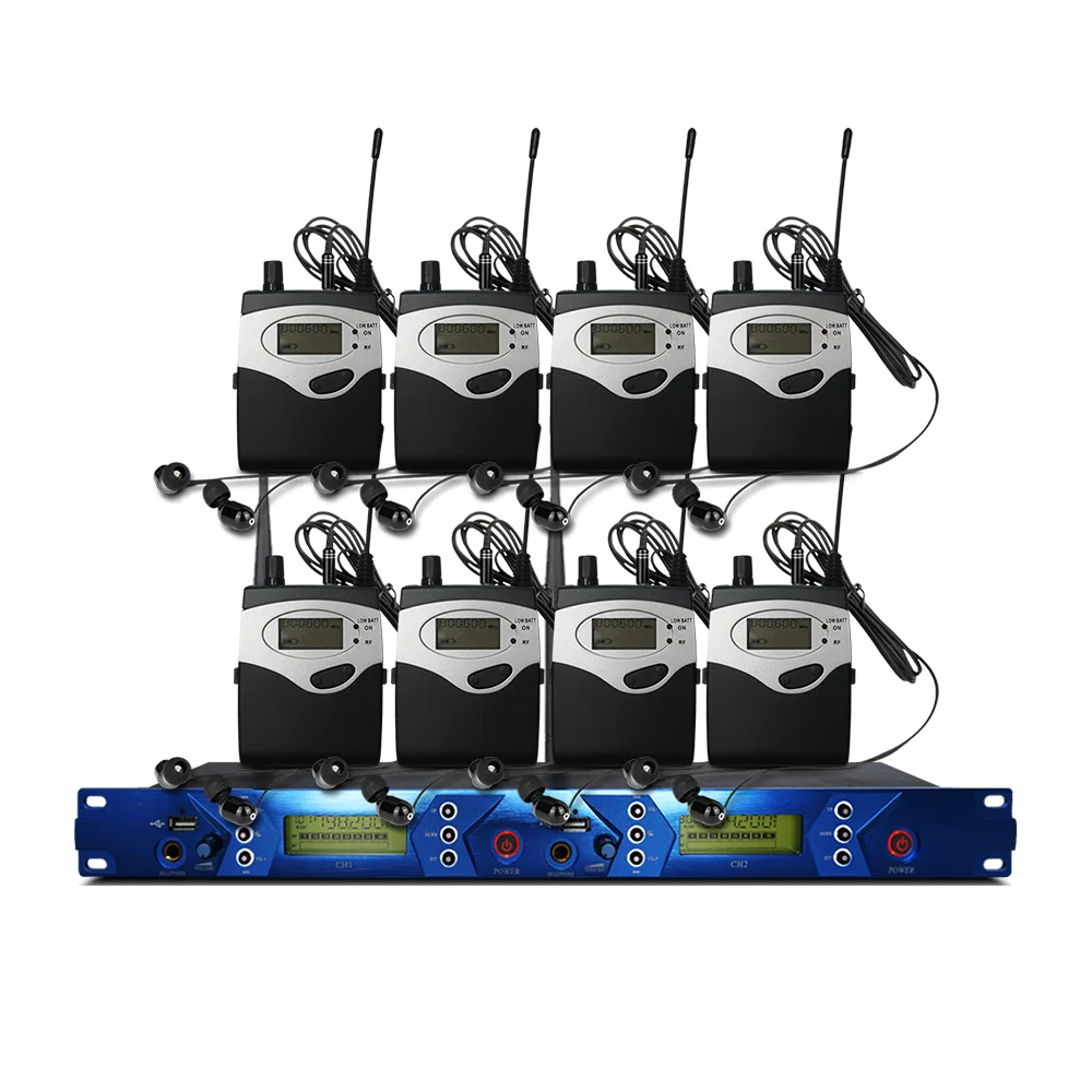 In Ear Monitor System 2 Channel 8 Bodypack Transmitter with Wireless for Stage Studio Equipment | - Цена: 