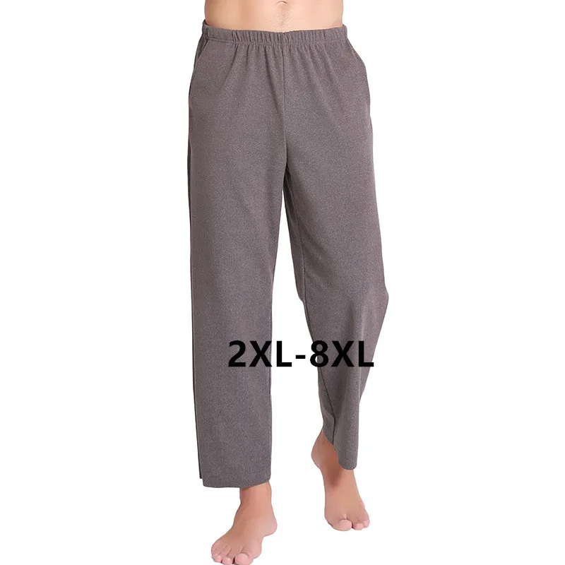 

150 KG Wear Plus Velvet Warm Winter Pajamas Pants Men Thicken Loose Male Sleep Bottoms Trousers Pyjama Homme брюки мужские 8XL