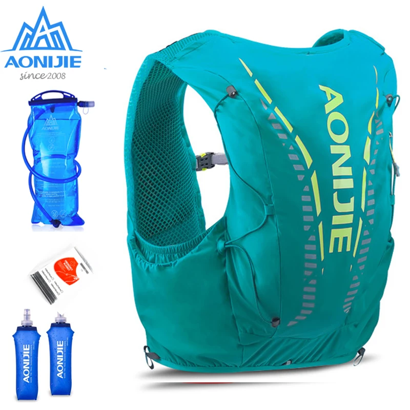 AONIJIE C962 12L green Hydration Backpack Advanced Skin Pack Bag Vest Soft Water Bladder Flask professional running bag