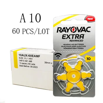 

60 PCS Rayovac Extra Zinc Air Hearing Aid Batteries A10 10A 10 PR70 Hearing Aid Battery A10 for Hearing Aids