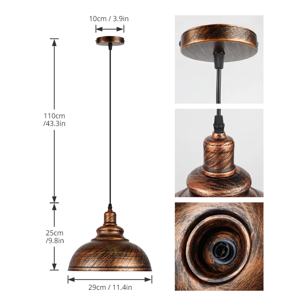 Подвесные светильники, винтажная промышленная Подвесная лампа, внутреннее освещение, E27, 29*25 см(Ш* В), для чердака ресторана кафе дома и магазина украшения