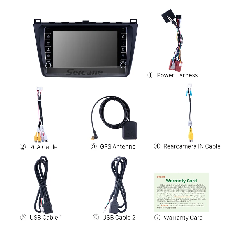 Sale Seicane For Mazda 6 Rui wing 2008 2009 2010 2011-2014 Android 9.1 Car GPS Navigation Unit Player Stereo 2DIN  RAM 2GB ROM 32GB 1