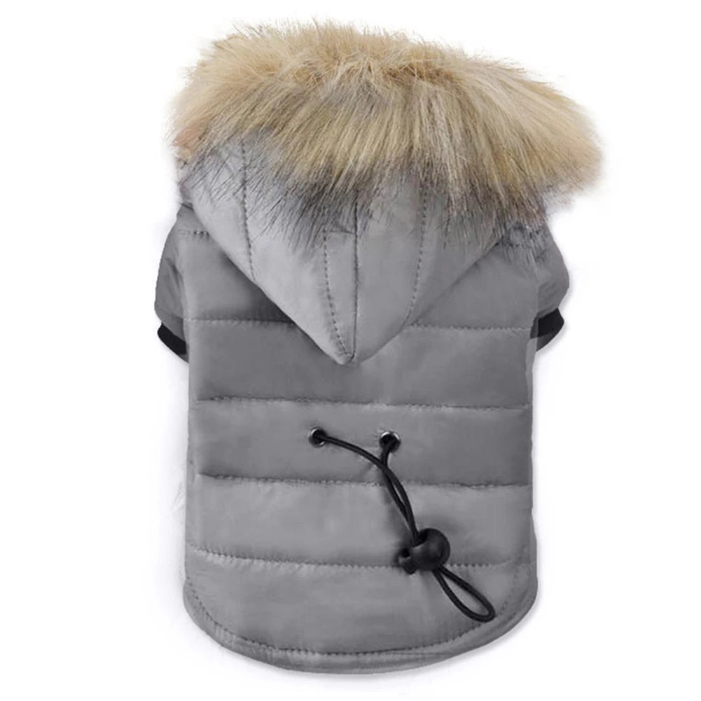 Теплый зимний меховой воротник для маленькой собаки с капюшоном и хлопковой подкладкой
