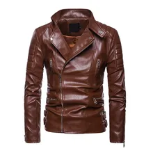 Mcikkny, мужская куртка из искусственной кожи, пальто, стоячий воротник, мотоциклетные повседневные кожаные куртки, верхняя одежда для мужчин, карманы на молнии