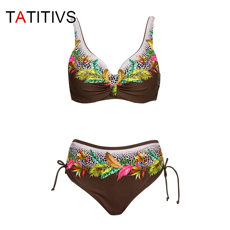 TATITIVS Floral Plus Size Bikini Large Cup Swimsuit Push Up Bikini Set New Summer Women Swimwear Beach Bathing Suit Biquini